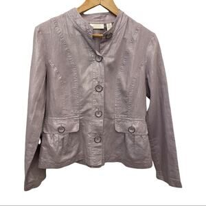 Chicos Lavender Shimmery Linen Blazer Womens Size Small Chico 0